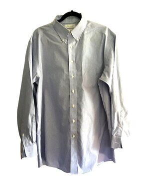 ROUNDTREE & YORKEEGOLD LABEL MEN BLUE STRIPED FITTED NON-IRON100% COTTON NECK 17